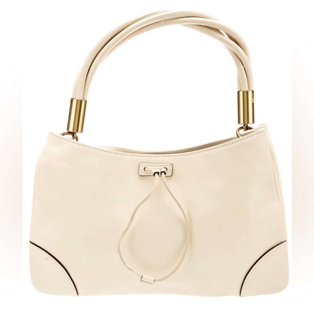 GUCCI Cream Calf Skin Leather Drawstring Hobo Shoulder Bag 109147